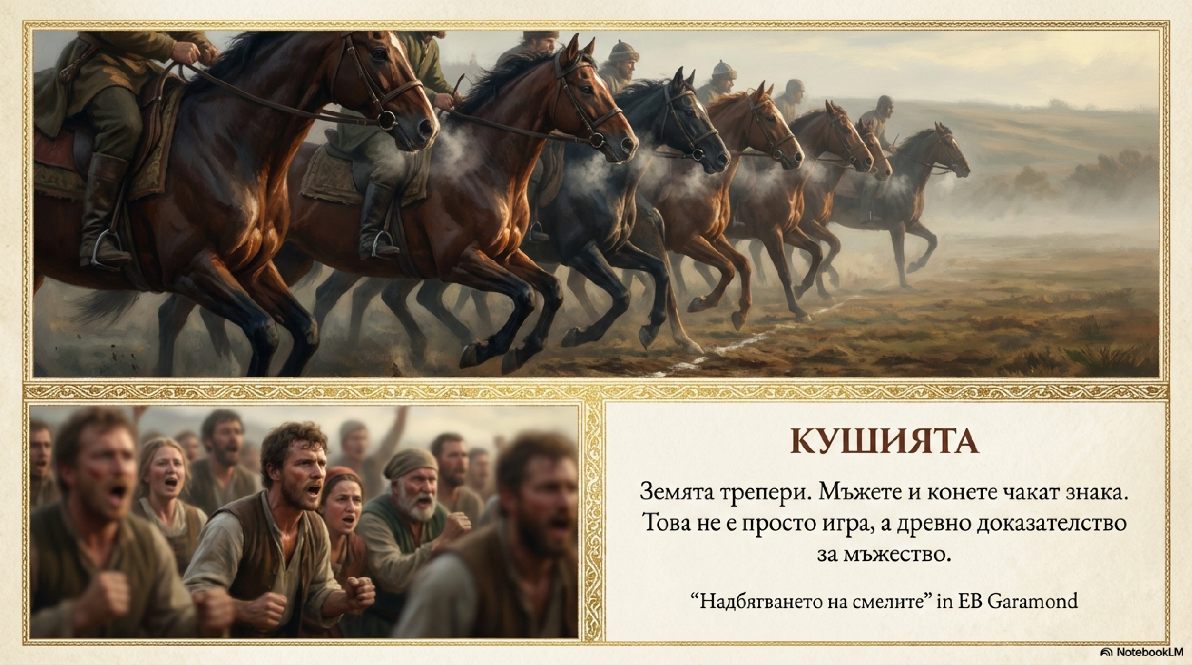 Воин и кон, допрели глави